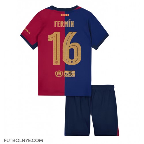 Camiseta Barcelona Fermin Lopez #16 Primera Equipación para niños 2024-25 manga corta (+ pantalones cortos)